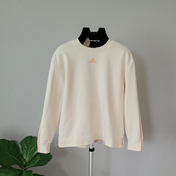 Women's Adidas Cream Essentials 3 Stripes Sweatshirt. - Picture 1 of 4